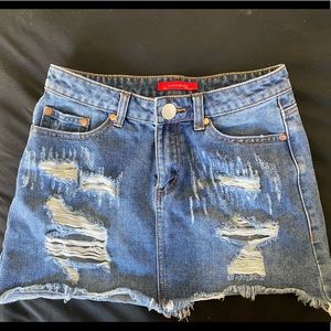 denim mini skirt
